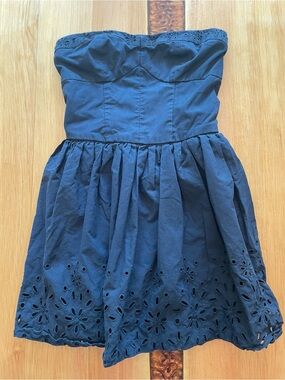 Vintage Hollister Navy Strapless Eyelet Mini Dress